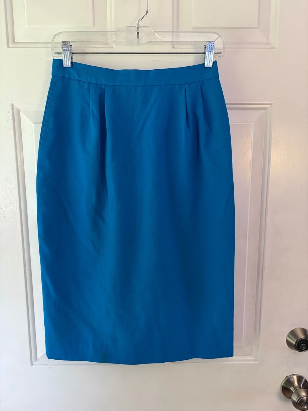 Vintage unbranded blue Pencil Skirt Straight Career Skirt Sz 10 70s 80s classic